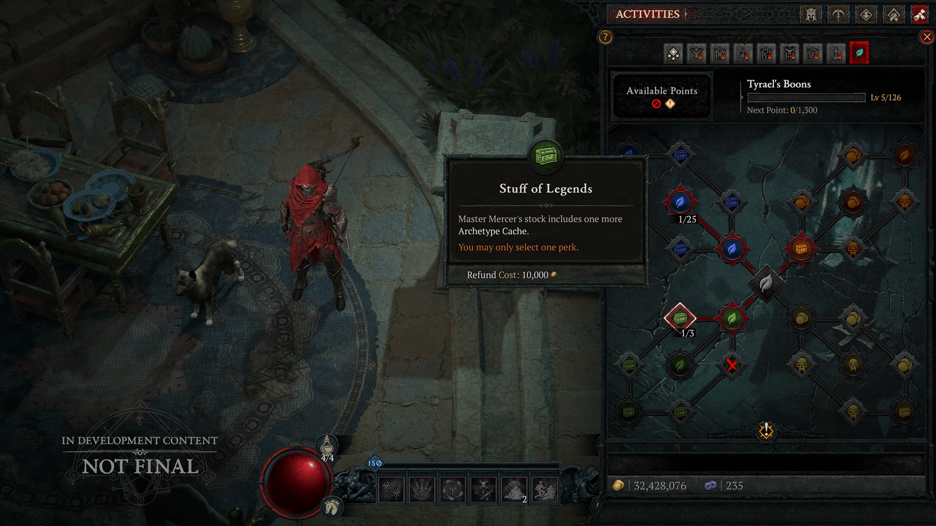 Tyrael's Boons - where you can select up to 4 different options